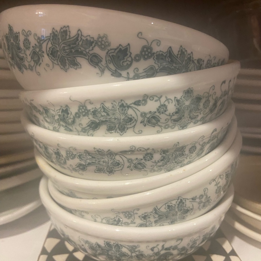 Shenango Restaurant Bowls Cereal Set 6 Green Floral Lawerence Thritwar